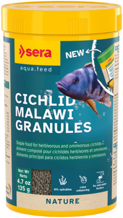 Sera Cichlid Malawi Granules | Algaevő sügérek granulált alapelesége – 250 ml (135 g)