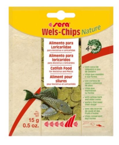 Sera | Nature | Wels-Chips | Süllyedő táplálék | Algaevő díszhalak számára - 100 ml/38 g