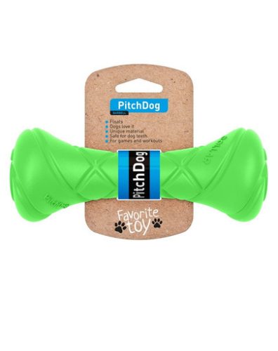 PitchDog Safe And Durable Barbell-Shaped Dog Toy | Játék (súlyzó,lime) kutyák részére - 7x19 cm