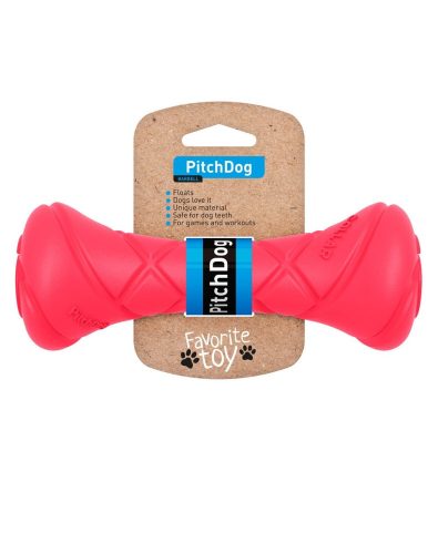 PitchDog Safe And Durable Barbell-Shaped Dog Toy | Játék (súlyzó,pink) kutyák részére - 7x19 cm