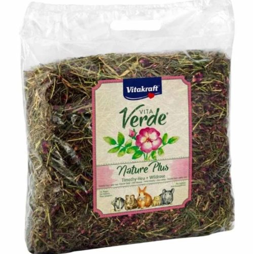 Vitakraft Vita Verde Heu + Wildrose | Alpesi réti széna rágcsálóknak | Vadrózsás - 500 g