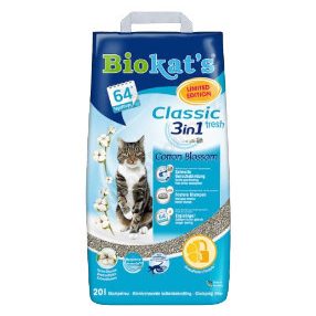   Gimpet Biokats Cotone Blossom Classic 3 in 1 | Csomósodó macskaalom friss illattal - 5 Kg