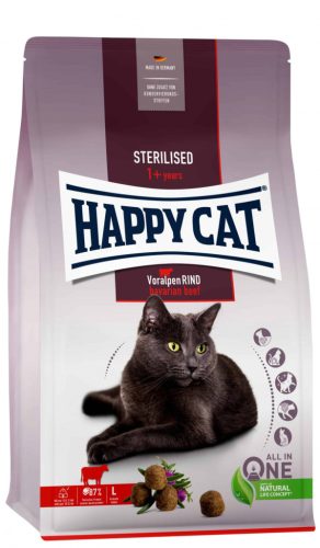 Happy Cat Sterilised Voralpen Rind | Marha ízű száraz macskatáp - 10 Kg