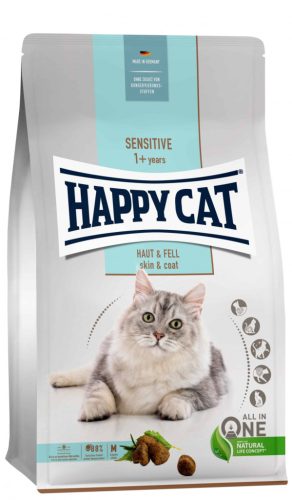 Happy Cat Sensitive Haut & Fell | Bőr és szőr | Csirke ízű száraz macskatáp - 4 Kg