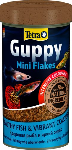 Tetra Guppy Mini Flakes | Prémium mini lemezes táp guppik és elevenszülők számára – 250 ml