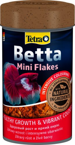 Tetra Betta Mini Flakes | Prémium sziámi harcoshal táp krillal és garnélával – 100 ml