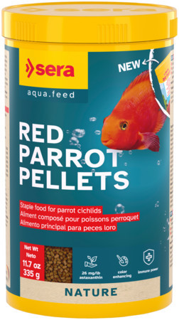 Sera Red Parrot Pellets | Színfokozó granulált táp vörös papagájsügérek részére – 1000 ml / 320 g