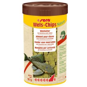   Sera | Nature | Wels-Chips | Süllyedő táplálék | Algaevő díszhalak számára - 250 ml/95 g