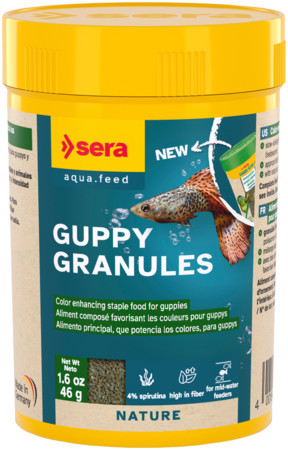 Sera Guppy Granules | Granulált díszhaltáp guppik és elevenszülők részére – 100 ml / 44 g
