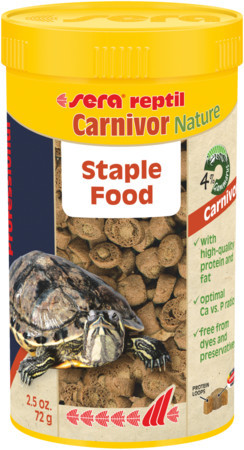 Sera Reptil Carnivor Nature | Teljes értékű hüllőtáp vízi teknősök és húsevő hüllők részére – 250 ml (72 g)