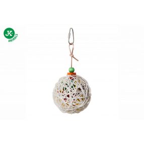 JK | Fa/rattan madárjáték luffa szivaccsal - 8 cm