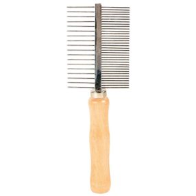   Trixie Double-Sided Wood Comb | Kétoldalas fém fésű fa nyéllel – 17 cm