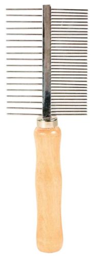 Trixie Double-Sided Wood Comb | Kétoldalas fém fésű fa nyéllel – 17 cm
