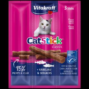  Vitakraft | Cat Stick Mini | Jutalomfalat | Tőkehal, fekete tőkehal - 3x6 g