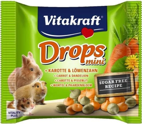  Vitakraft Drops Mini | Jutalomfalat rágcsálóknak | Sárgarépa-pitypang - 40 g