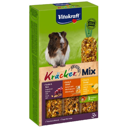 Vitakraft Kracker Trio Mix | Kiegészítő eledel tengerimalacoknak | Dió-méz-citrus - 168 g