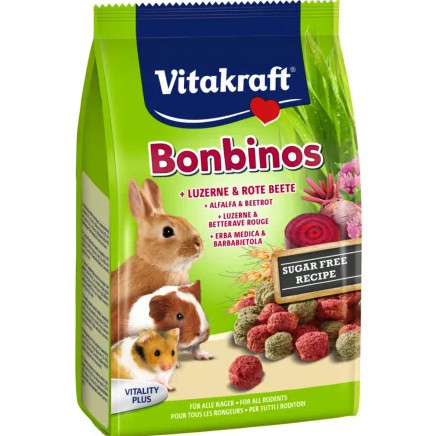 Vitakraft Bonbinos snack | Kiegészítő eledel rágcsálóknak | Lucerna-cékla - 40 g