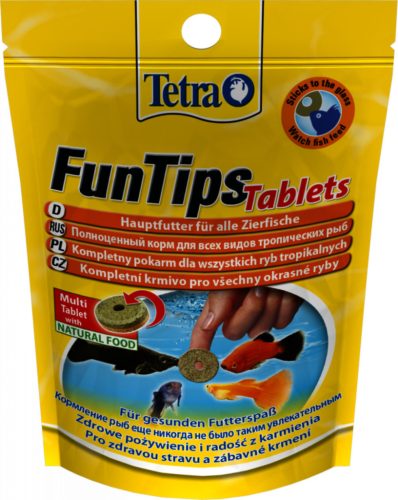 Tetra | FunTips | Tablets | Ragacsos áplálék | Tabletta | Trópusi halak számára - 20 db/8 g