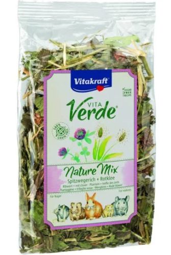 Vitakraft Vita Verde Nature Mix Spitzwegerich,Rotklee | Kiegészítő eledel rágcsálóknak | Utifű-lóhere - 125 g