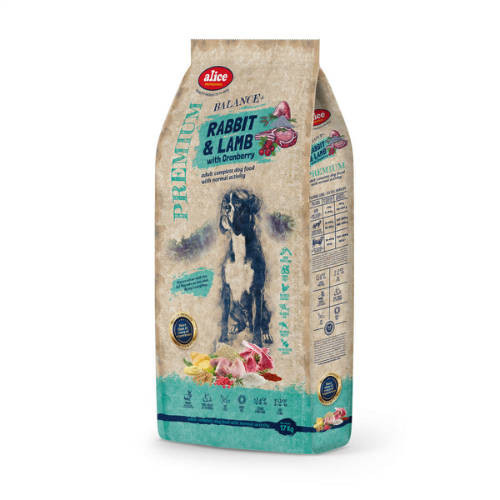 Alice Professional Adult Balance Rabbit & Lamb with Cranberry | Nyulas és bárányos száraztáp tőzegáfonyával felnőtt kutyák részére – 17 kg