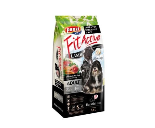 Panzi | FitActive BlackDogs Hypoallergenic | Sötét színű felnőtt kutyáknak | Száraztáp | Bárány  - 1,5 kg