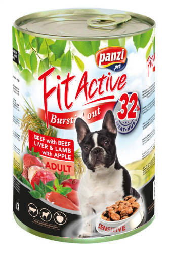 Panzi | FitActive | Felnőtt kutyáknak | Konzerv | Marha, máj és bárány - 1240 g