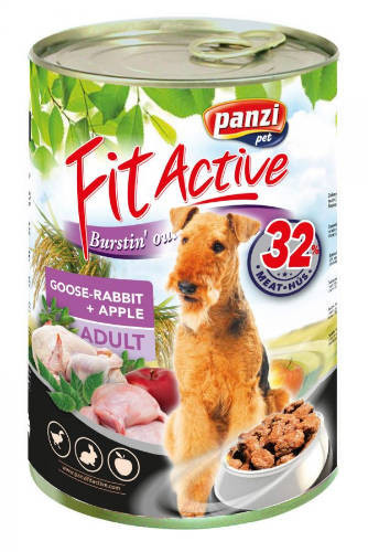 Panzi | FitActive | Felnőtt kutyáknak | Konzerv | Liba, nyúl és alma - 1240 g