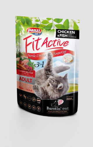 Panzi | Fit Active | Sensitive 3in1 | Felnőtt macskáknak | Száraztáp | Hal, baromfi - 300 g