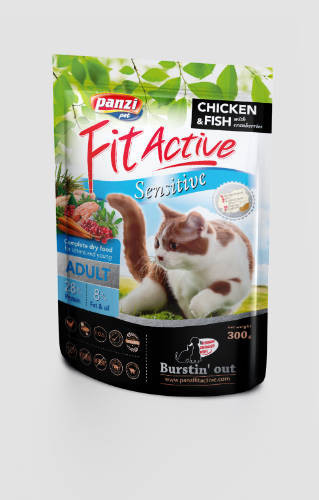 Panzi | Fit Active | Sensitive | Felnőtt macskáknak | Száraztáp | Hal, baromfi - 340 g