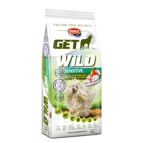 Panzi | GetWild Adult Sensitive Rabbit&Beef with Pumpkin (Nyúl-Marha-tök) - chicken&wheat free - 15kg 