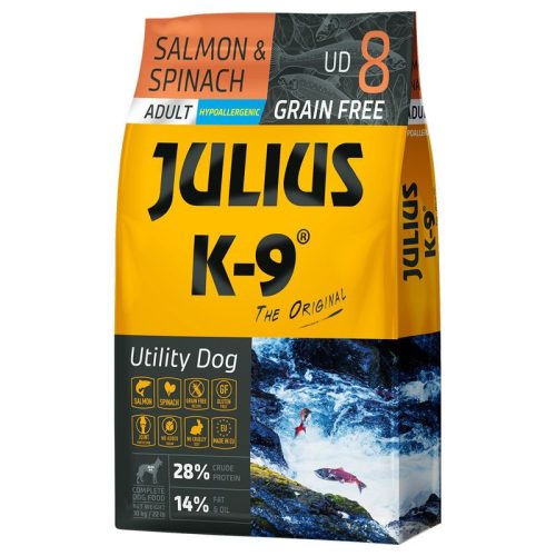 Julius K-9 | Utility Dog Hypoallergenic | Száraztáp | Felnőtt kutyáknak | Lazac, spenót - 10 kg