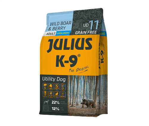 Julius K-9 | Utility Dog Hypoallergenic | Száraztáp | Felnőtt kutyáknak | Vaddisznó, bogyó - 3 kg