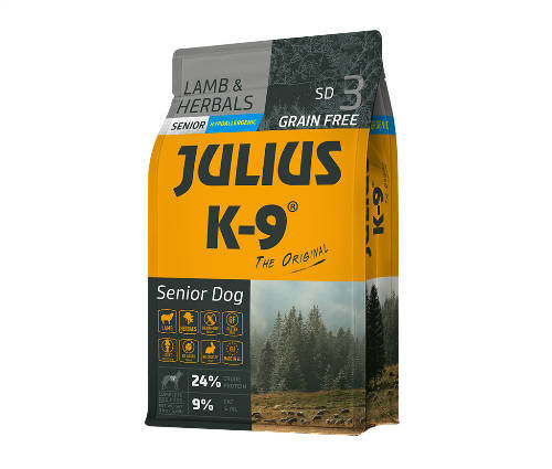 Julius K-9 | Utility Dog Hypoallergenic | Száraztáp | Idős, túlsúlyos kutyáknak | Bárány, gyógynövény - 3 kg