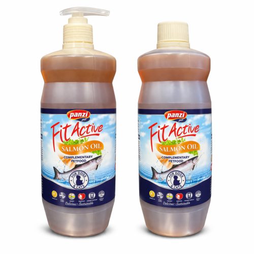 FitActive Salmon Oil | Lazacolaj kiegészítő eledel kutyák és macskák számára – 1000 ml