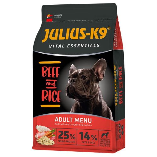 Julius K-9 | Vital Essentials | Száraztáp | Felnőtt kutyáknak | Marha, rizs - 12 kg