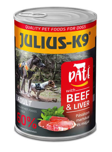 Julius K-9 | Felnőtt kutyáknak | Konzerv | Marha és máj pástétom - 400 g