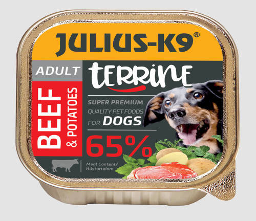 Julius K-9 | Dog Terrine | Felnőtt kutyáknak | Alutálas | Marha és burgonya - 150 g