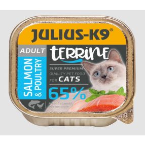   Julius K-9 | Cat Terrine | Felnőtt macskáknak | Alutálas | Nedveseledel | Lazac, szárnyas - 100 g