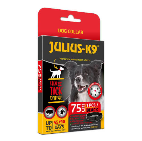 Julius-K9 | Bolha- és kullancsriasztó nyakörv kutyák részére – Fekete, 75 cm