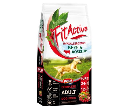 Panzi | FitActive | PURE Hypoallergenic | Felnőtt kutyáknak | Száraztáp | Marha és csipkebogyó - 12+1,2 kg