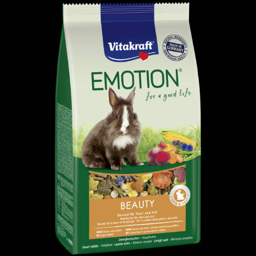 Vitakraft Emotion Beauty All Ages Rabbit | Teljes értékű eledel – egészséges bőr és fényes szőrzet számára törpenyulaknak – 600 g