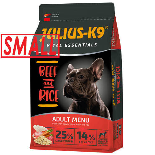 Julius K-9 | Vital Essentials | Száraztáp | Kistestű felnőtt kutyáknak | Marha, rizs - 3 kg