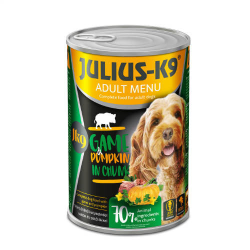 Julius K-9 | Felnőtt kutyáknak | Konzerv | Vad és sütőtök - 1240 g