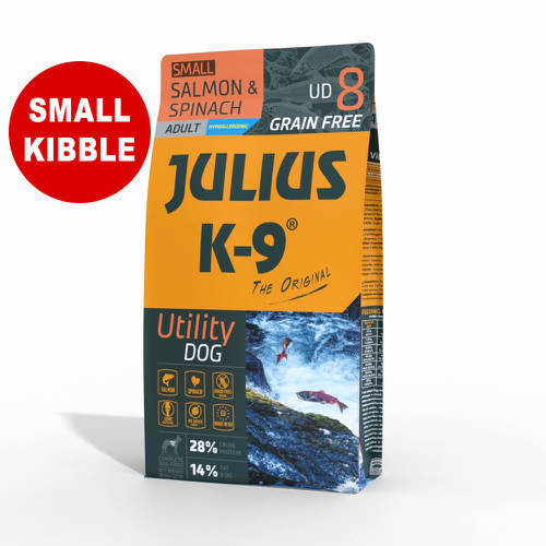 Julius K-9 | Utility Dog Hypoallergenic | Száraztáp | Kistestű felnőtt kutyáknak | Lazac, spenót - 10 kg