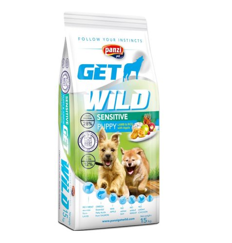 Panzi | Get Wild | Sensitive | Kölyök kutyáknak | Száraztáp | Csirke és búzamentes | Bárány - 15 kg