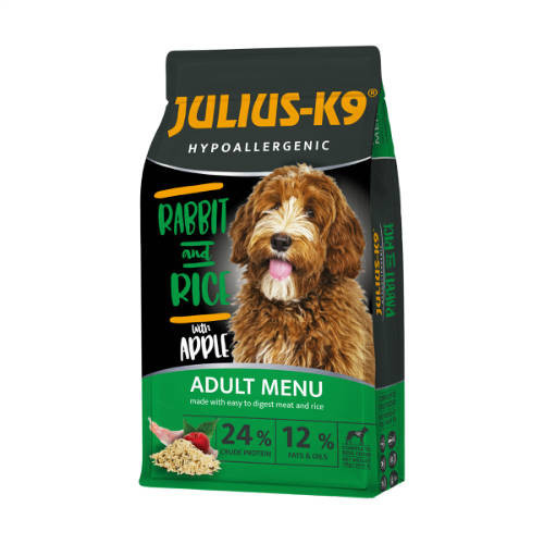 Julius-K9 | Adult Hypoallergenic Rabbit & Rice – nyúl & rizs száraztáp felnőtt kutyáknak (12 kg)