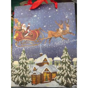 Ajándéktasak | Mikulás szánon - 26x32cm