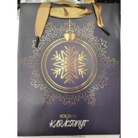 Ajándéktasak | kék-arany Hópihés 18x23cm