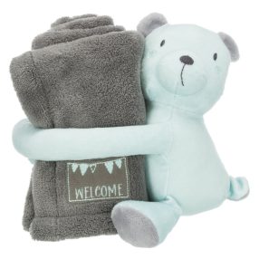   Trixie Junior Cuddly Set | Takaró plüssel (szürke/menta) kölyökkutyák részére - 75x50 cm