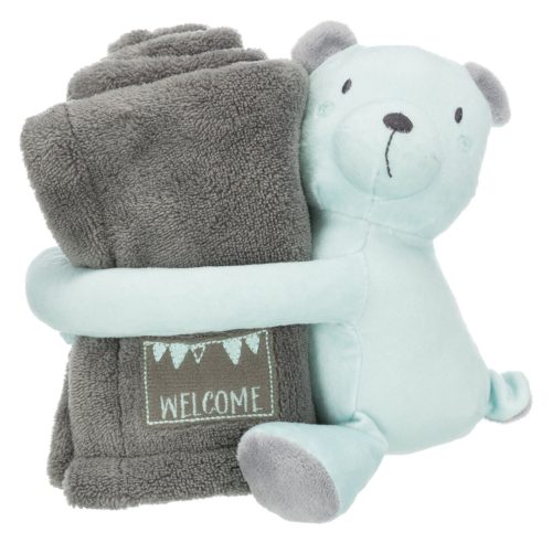 Trixie Junior Cuddly Set | Takaró plüssel (szürke/menta) kölyökkutyák részére - 75x50 cm